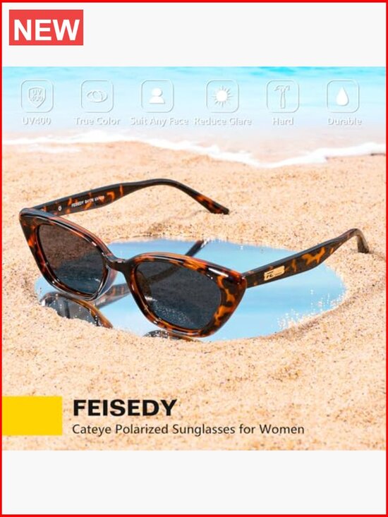 Polarized Cateye Sunglasses Retro Rectangle UV Protection Plastic Frame main image 7